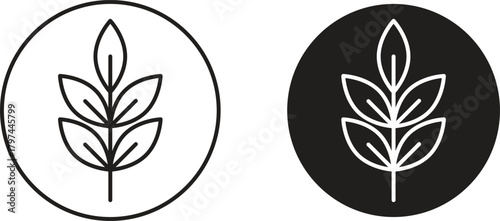 High fiber food icons set. Simple line vector illustration