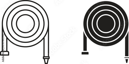 Hose icons set. Simple line vector illustration