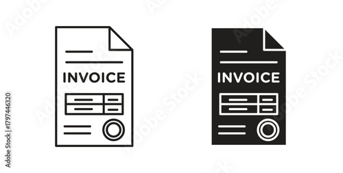 Invoice icons set. Simple line vector illustration