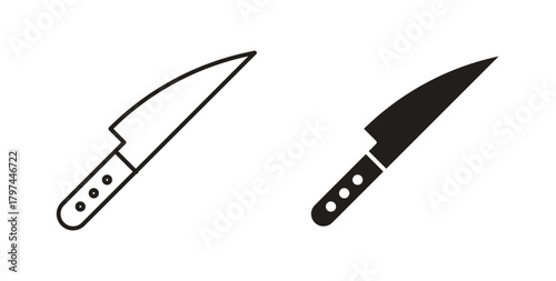 knife icons set. Simple line vector illustration