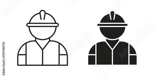 Labour icons set. Simple line vector illustration