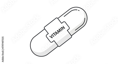Simple White Vitamin Capsule with Vitamin Label.