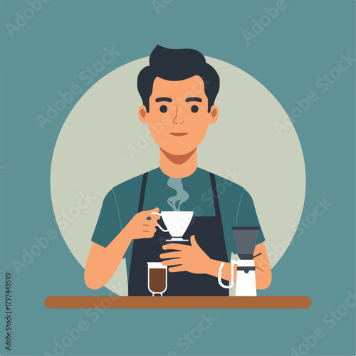 coffee barista vector illustration