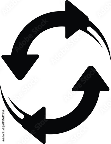 Download black refresh icon vector illustration cycle reload sync sign eps silhouette