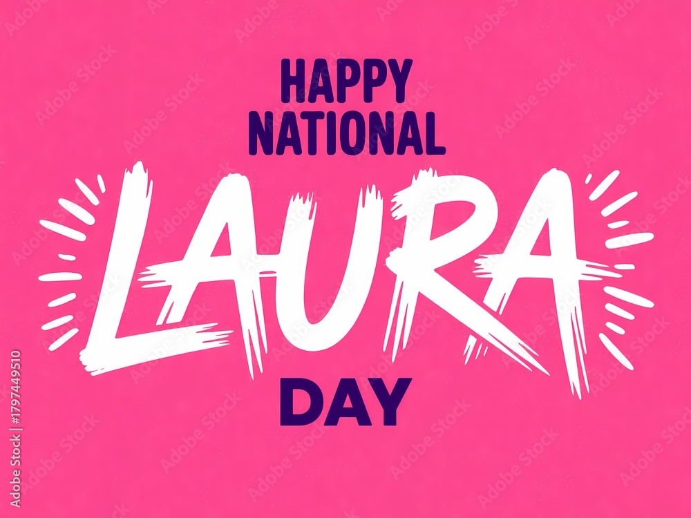 Fototapeta premium Happy national laura day celebration with bold brush stroke text on pink background