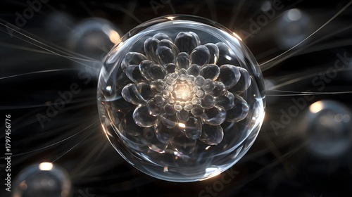 Fototapeta Naklejka Na Ścianę i Meble -  Quantum Energy Bloom Cell With Crystalline Petal Core