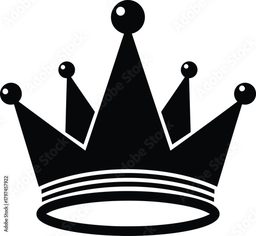 Black crown vector illustration royalty king queen prince princess icon eps silhouette