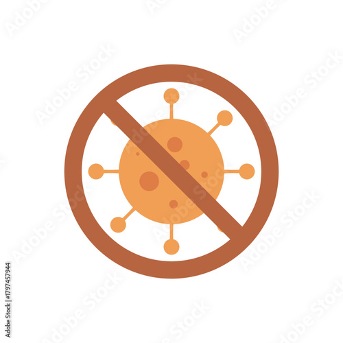 No virus or anti germ icon. Virus symbol inside a prohibited circle. disinfection, anti-virus, safety signage. Clean icon for health campaigns.