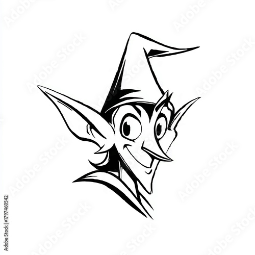 Smiling Christmas Elf portrait with pointy hat
