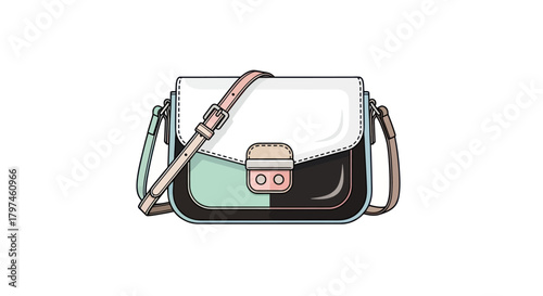 Stylish Tri-Color Crossbody Shoulder Bag with Buckle Closure.