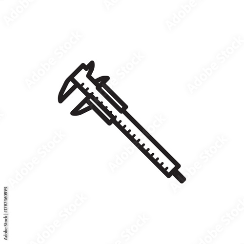 Caliper icon symbolizing precise dimensional measurement and component inspection, representing specialized quality control tooling, modern industrial metrology, and field technician equipment.