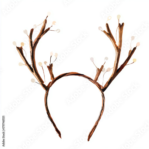 Festive Reindeer Antler Headband with Decorative Lights


