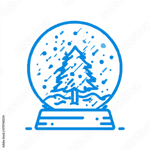 Christmas Tree Inside Snow Globe with Falling Snow


