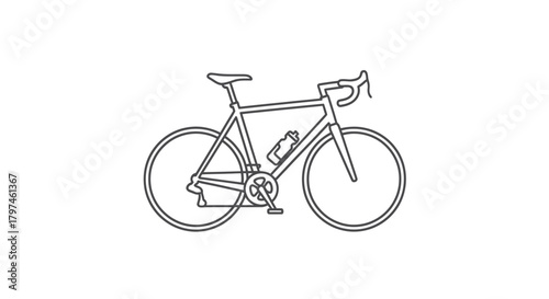 Outlined Road Bicycle with Water Bottle and Handlebars.