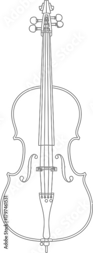 Cello outline drawing vector illustration string instrument design art eps silhouette