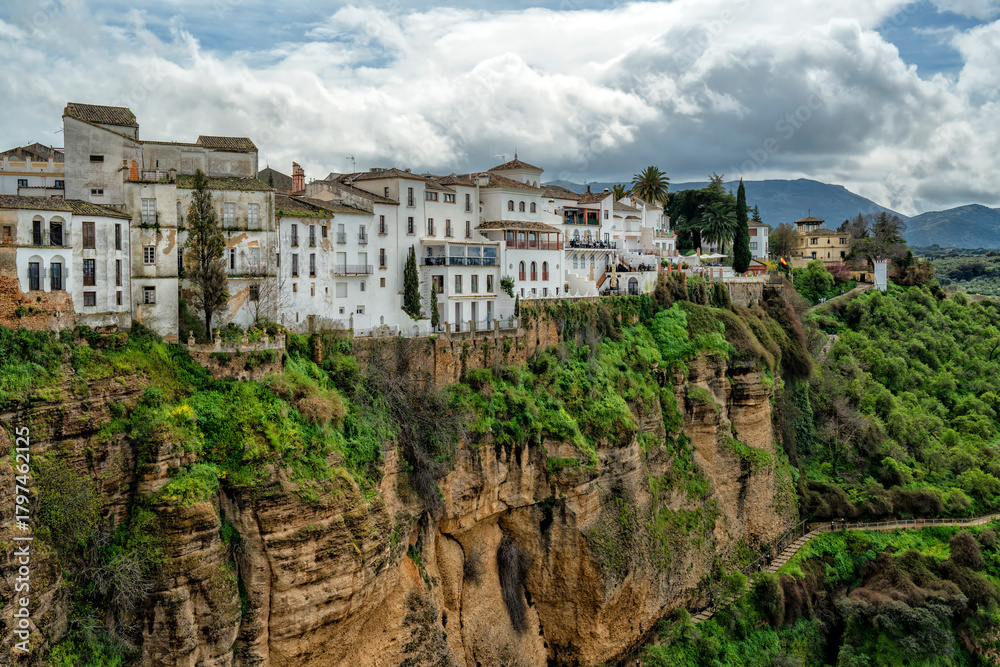 Obraz premium Ronda, Spain. Mirador del Puente Nuevo. Historic town of Andalusia. Travel and tourism beautiful cities of Spain