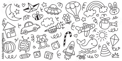 Hand drawn children doodle element illustration