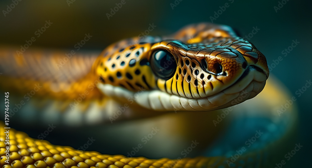 Fototapeta premium Photo-realistic viper blending into pixel noise with ultra-macro detail