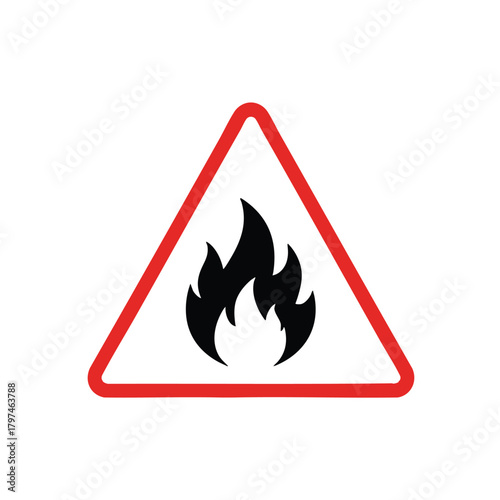 Warning sign for fire hazard alert symbol