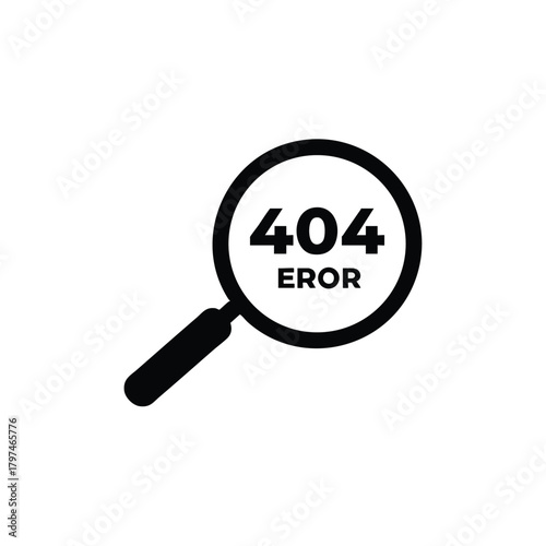 Magnifying glass showing 404 error message
