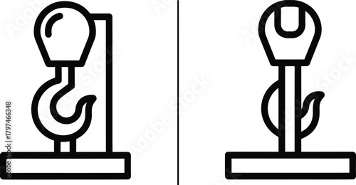 Crane hook vector icon construction lifting equipment industrial tool eps silhouette