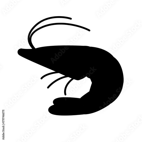 シンプルなエビのイラスト　モノクロ　アレルゲン　夏　食べ物