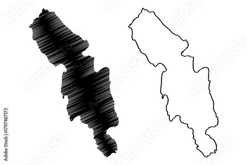 Bute island (United Kingdom of Great Britain and Northern Ireland, Scotland, Orkney Islands) map vector illustration, scribble sketch Isle of Bute map