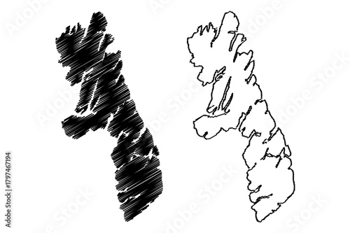 Campana island ( Republic of Chile, South and Latin America) map vector illustration, scribble sketch Isla Campana map