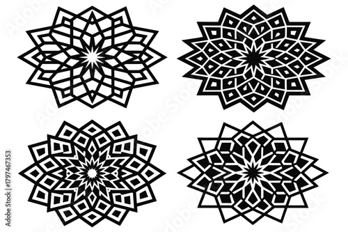 set of vector snowflakes