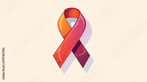 A vibrant orange and red awareness ribbon, symbolizing support and solidarity, against a light background.