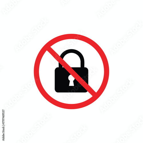 No Access Locked Symbol with Red Prohibition Circle