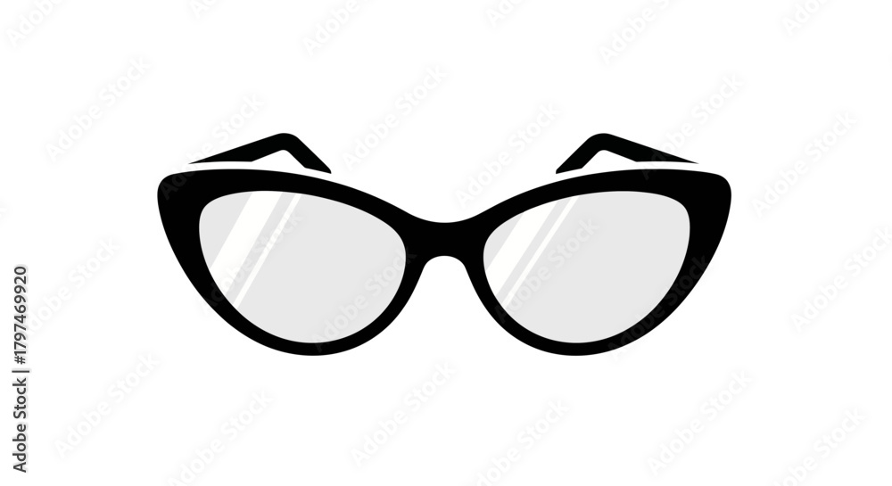 Fototapeta premium Classic Black Cat-Eye Eyeglasses with Clear Lenses.