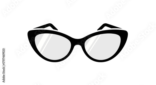Classic Black Cat-Eye Eyeglasses with Clear Lenses.