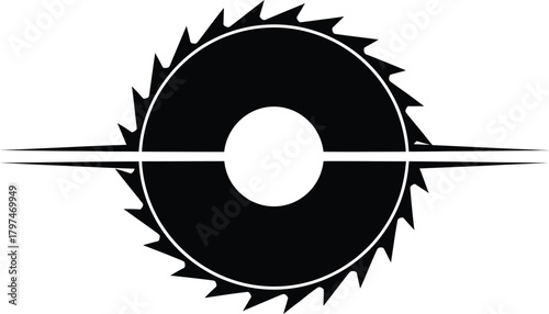 Saw blade vector illustration black and white woodworking tool design eps silhouette