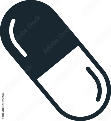 Capsule pill medication treatment health remedy pharmaceutical drug icon eps silhouette