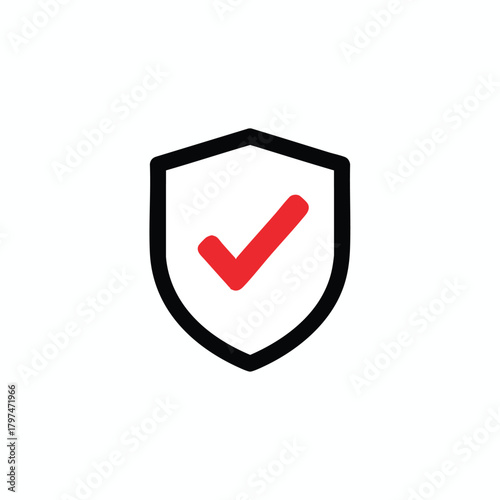 Secure shield with checkmark symbol of approval and safety