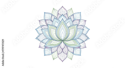 Delicate Watercolor Lotus Flower Illustration with Soft Pastel Petals.