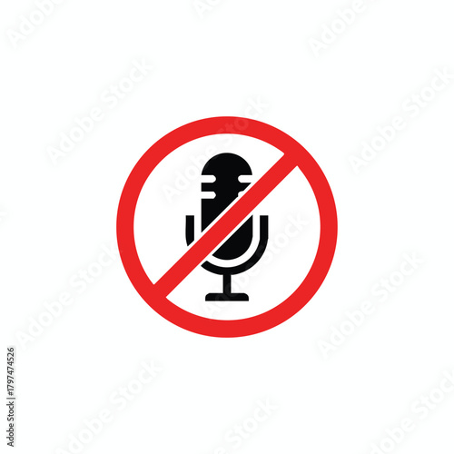 No Microphone Symbol Sign Isolated on White Background