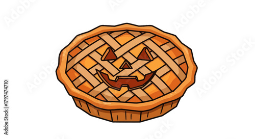 Festive Halloween Pumpkin Pie with Jack-o-lantern Face Crust.