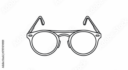 Classic Round Eyeglasses with a Simple Outline Design.