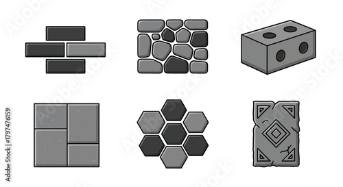 Photos Game Tileset Cartoon Stones Bricks Paving Textures Icons