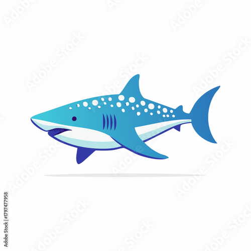 A vibrant blue shark with white spots swims gracefully in the ocean, a captivating marine creature.