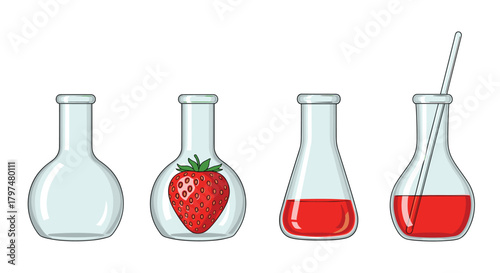 Exploring the extraction of flavor compounds from strawberries using laboratory techniques for enhanced culinary applications.