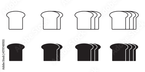 Toast bread, Sliced bread vector icon in line style design for website design, app, UI, isolated on white background. Editable stroke. EPS 10 vector illustration.