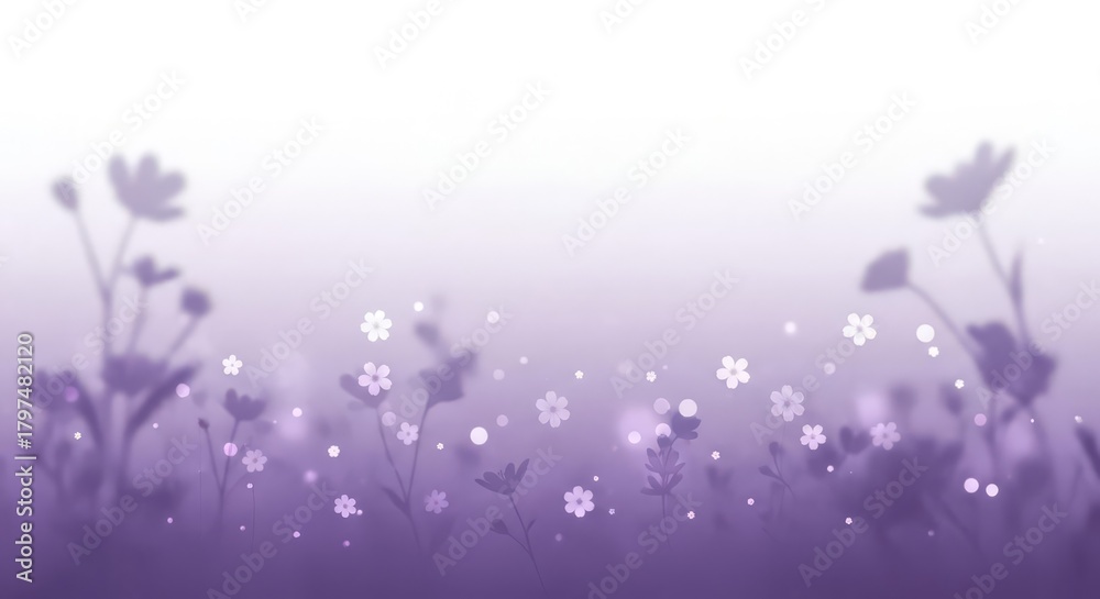 Fototapeta premium Dreamy Purple Floral Background with Bokeh Lights