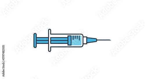 Medical Syringe with Blue Liquid: Injection for Treatment and Vaccination.