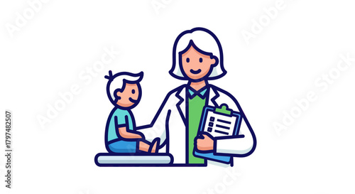 Pediatrician Examining a Young Child During a Medical Checkup.
