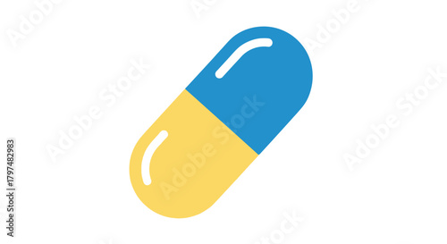 Blue and Yellow Capsule Pill Medication for Healthcare.