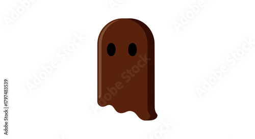 Sweet Brown Ghost Shaped Chocolate Candy Treat.