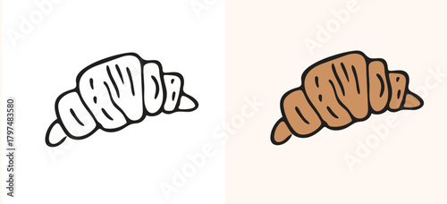 Hand drawn croissant vector icon illustration in sketch doodle style. French pastry graphic element perfect for bakery, cafe, breakfast, or food-related designs. Simple line art drawing.